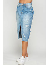 Load image into Gallery viewer, Distressed Long Denim Skirt - Athena's Fashion Boutique