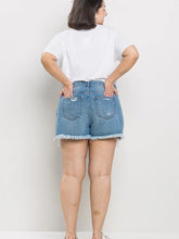 Load image into Gallery viewer, High Rise Plus Distress Denim Shorts