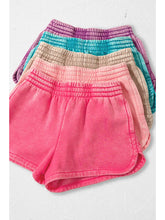 Load image into Gallery viewer, Acid Wash Elastic Waistband Fleece Dolphin Shorts