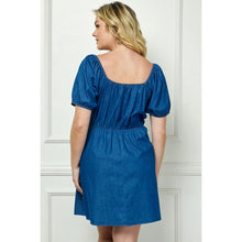 Load image into Gallery viewer, Plus Size Square Neck Wrap Bubble Sleeve Dress
