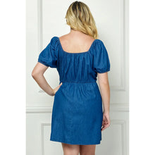 Load image into Gallery viewer, Plus Size Square Neck Wrap Bubble Sleeve Dress