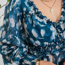 Load image into Gallery viewer, Women's Teal Textured Empire Waist Woven Top