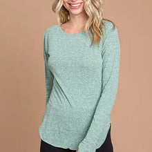 Load image into Gallery viewer, Warm Sage Round Neck Raglan Fitted Top - Athena's Fashion Boutique