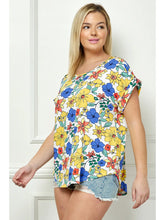 Load image into Gallery viewer, Floral Plus Size Short Sleeve Dolman