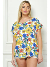 Load image into Gallery viewer, Floral Plus Size Short Sleeve Dolman