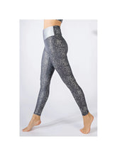 Load image into Gallery viewer, Black Galaxy Foil Silver Splash Print Leggings