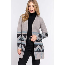 Load image into Gallery viewer, Women's Long Sleeve Gray Southwest Print Cardigan Sweater