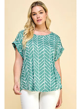 Load image into Gallery viewer, Green Pattern Plus Size Short Sleeve Dolman Top