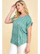 Load image into Gallery viewer, Green Pattern Plus Size Short Sleeve Dolman Top