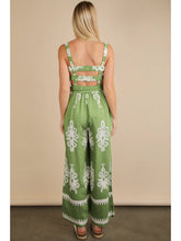Load image into Gallery viewer, Green Boho Printed Smocking Detail Jumpsuit