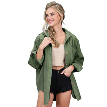 Load image into Gallery viewer, Olive Corduroy Oversized Jacket