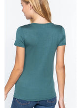 Load image into Gallery viewer, GreenShort Sleeve Crew Neck Rayon Spandex Jersey Basic Tshirt