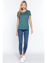 Load image into Gallery viewer, GreenShort Sleeve Crew Neck Rayon Spandex Jersey Basic Tshirt