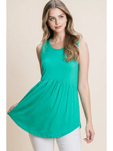 Load image into Gallery viewer, Women's Kelly Green Basic Babydoll Tank Top