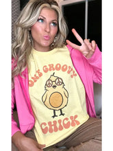 Load image into Gallery viewer, Yellow  One Groovy Chick Graphic T-Shirt - Athena's Fashion Boutique