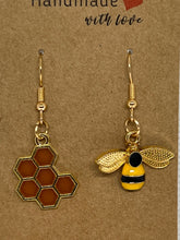 Load image into Gallery viewer, Bee and Honeycomb Earrings - Athena's Fashion Boutique
