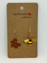 Load image into Gallery viewer, Bee and Honeycomb Earrings - Athena's Fashion Boutique