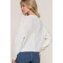 Load image into Gallery viewer, Ivory Long Sleeve Crew Neck Cable Detail Sweater - Athena's Fashion Boutique