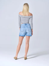 Load image into Gallery viewer, SneakPeek High Rise Shorts With Frayed Hem in Medium Wash
