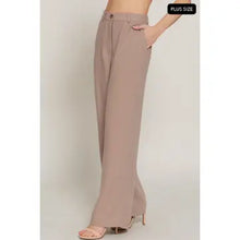 Load image into Gallery viewer, Khaki Straight Woven Linen Effect Long Pants