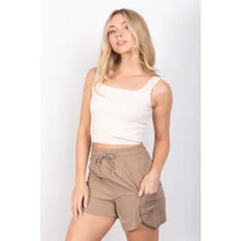Load image into Gallery viewer, Mocha Elastic Waist Activewear Cargo Shorts