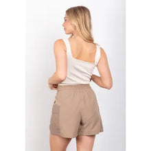 Load image into Gallery viewer, Mocha Elastic Waist Activewear Cargo Shorts