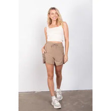 Load image into Gallery viewer, Mocha Elastic Waist Activewear Cargo Shorts