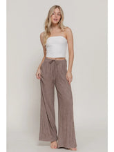 Load image into Gallery viewer, Mocha Drawstring Crinkle Knit Long Pants