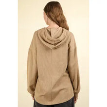 Load image into Gallery viewer, Mocha Plus Size Oversized Hoodie Knit Top w/ Patch Pockets