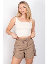 Load image into Gallery viewer, Mocha Elastic Waist Activewear Cargo Shorts