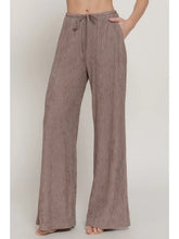 Load image into Gallery viewer, Mocha Drawstring Crinkle Knit Long Pants