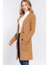 Load image into Gallery viewer, Mustard Long Sleeve Notched Collar Sweater Cardigan