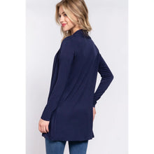 Load image into Gallery viewer, Women's Navy Long Sleeve Front Open Rayon Jersey Long Cardigan