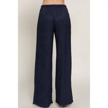 Load image into Gallery viewer, Women's Navy Drawstring Crinkle Long Pants