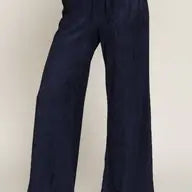 Load image into Gallery viewer, Women's Navy Drawstring Crinkle Long Pants