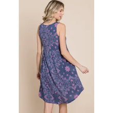 Load image into Gallery viewer, Blue and Pink Floral Paisley Babydoll Dress - Athena's Fashion Boutique