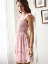 Load image into Gallery viewer, Polka Dot Chiffon Smocked Ruffle Detail Mini Dress