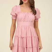 Load image into Gallery viewer, Square Neck Smocked Detail Tiered Mini Dress