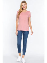 Load image into Gallery viewer, Pink Short Sleeve Crew Neck Rayon Spandex Jersey Basic Tshirt