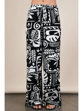 Load image into Gallery viewer, Black and White Printed Casual Wide Leg Resort Pants