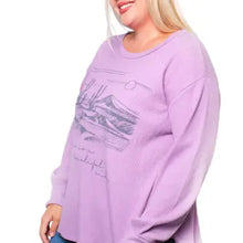 Load image into Gallery viewer, Women's Plus Long Sleeves Waffle Graphic Top