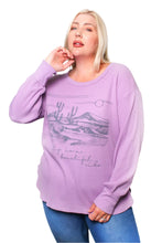 Load image into Gallery viewer, Women's Plus Long Sleeves Waffle Graphic Top