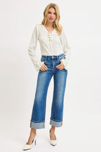 Load image into Gallery viewer, Risen Mid Rise Crop Straight Cuffed Jeans