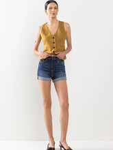 Load image into Gallery viewer, Dark Denim Classic High Rise Jean Shorts with Rolled Cuff