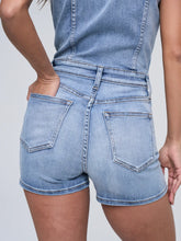 Load image into Gallery viewer, Women's Denim Stretch Sleeveless Button Romper with Cuff Hem