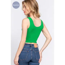 Load image into Gallery viewer, Reversible V-Neck/Round Neck Seamless Crop Tank