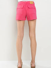 Load image into Gallery viewer, Pink Utility Raw Cut Hem Shorts with Porkchop Pockets