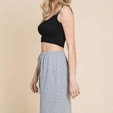 Load image into Gallery viewer, Gray Knee Length Drawstring Skirt