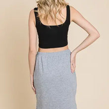 Load image into Gallery viewer, Gray Knee Length Drawstring Skirt
