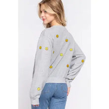 Load image into Gallery viewer, Gray Long Sleeve Smile Pullover Sweatshirt